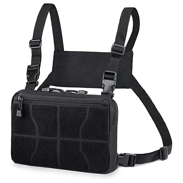 Factory Direct Multi-Purpose Black Camo Molle Carry Pouch Harness Chest Rig Pack Bag With Pattern Hook