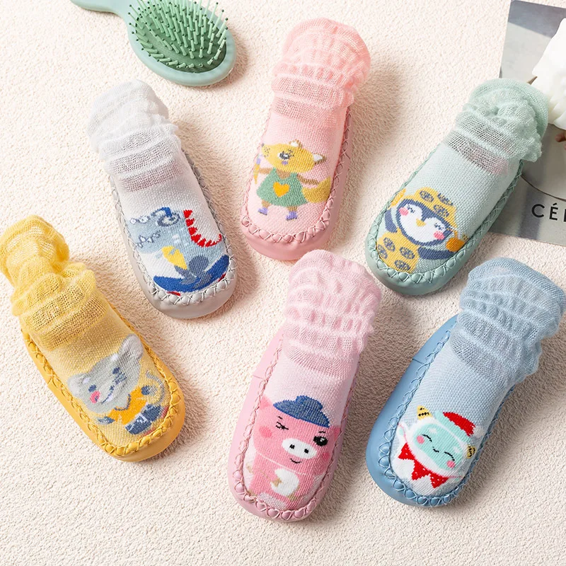 Newborn Baby Toddler Socks Shoes Long Tube Booties Mesh Kids Socks Summer Cute Kid Baby Girl Cartoon Socks