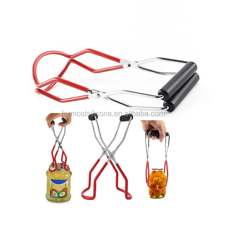 
Heat Resistant Multi-functional Canning Jar Tongs Stainless Steel Can Jar Lifter with Non-Slip Handle for Safe and Secure Grip 