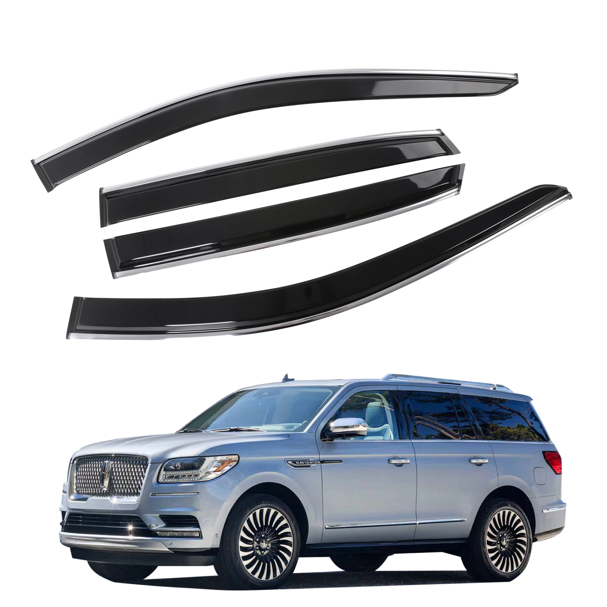 New Style Auto Car Side Window Visor Vent Sun Shade Rain Guard Door Visor For Lincoln Navigator 2018 Car Weather Shields