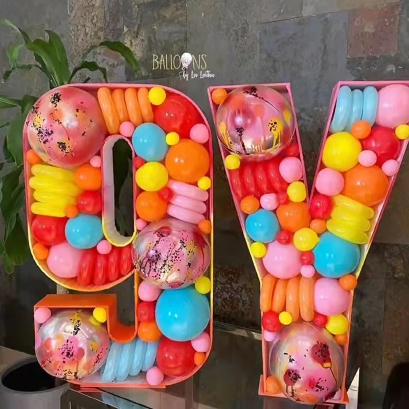 Giant 100/120CM Number Letters Mosaic Frames For Balloon LOVE BABY Birthday Anniversary Wedding Party Backdrop DIY Balloon Stand