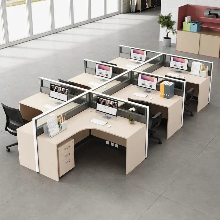 Modern Office Workstation with Glass Steel Aluminium Frame for School & Hospital Application office divider partition