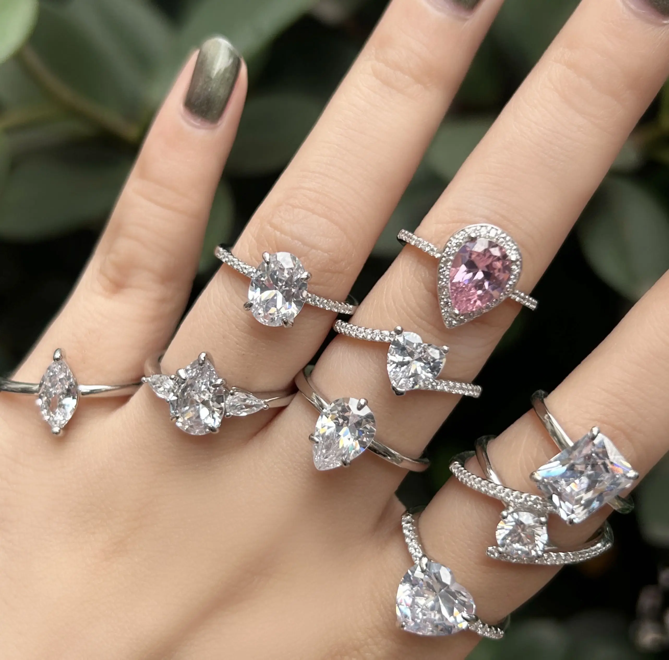 Luxury 925 Sterling Silver Eternal Band Diamond Ring Stacked Engagement Wedding Cubic Zircon Cz Finger Ring Jewelry For Women