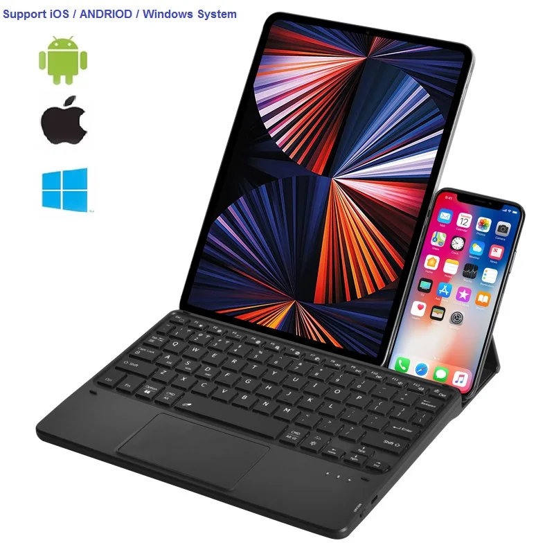 Wireless BT Backlit Trackpad Keyboard For iPad With Stand Case Compatible With IOS Android Windows Tablet Mobile Phone