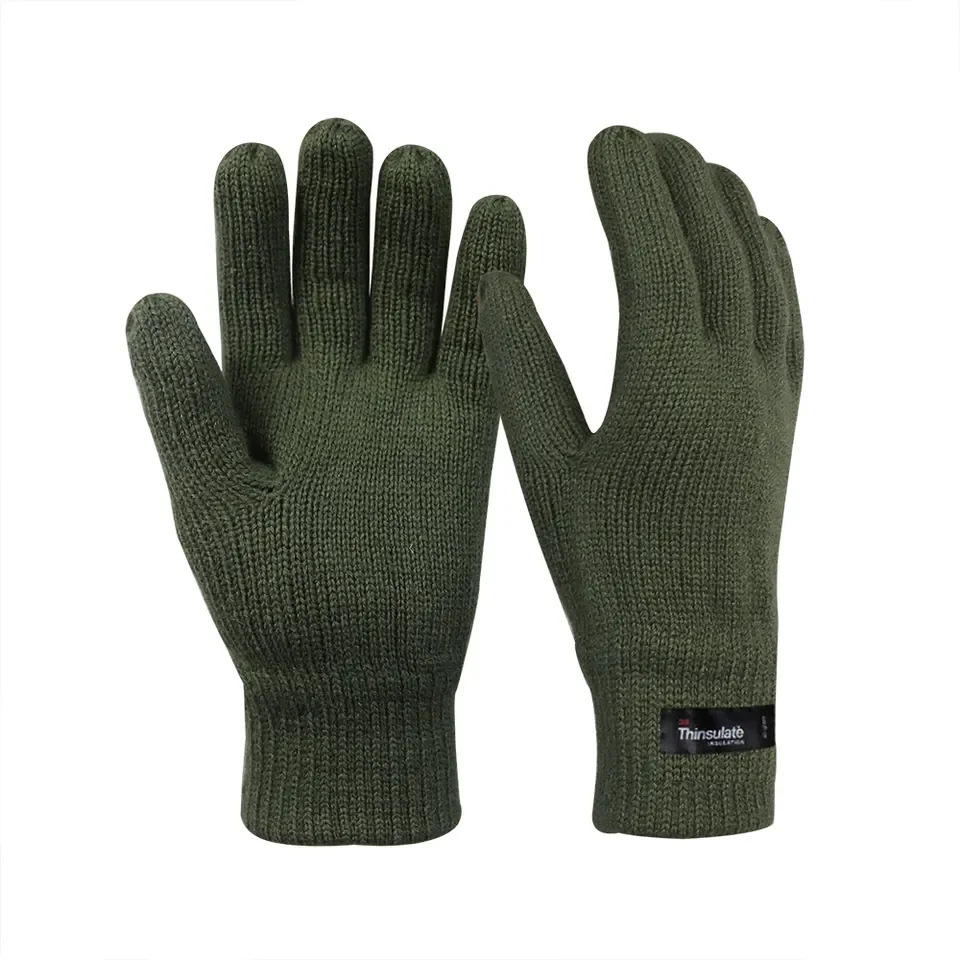 Navy Single Layer Winter Merino Wool Gloves Support Custom Color