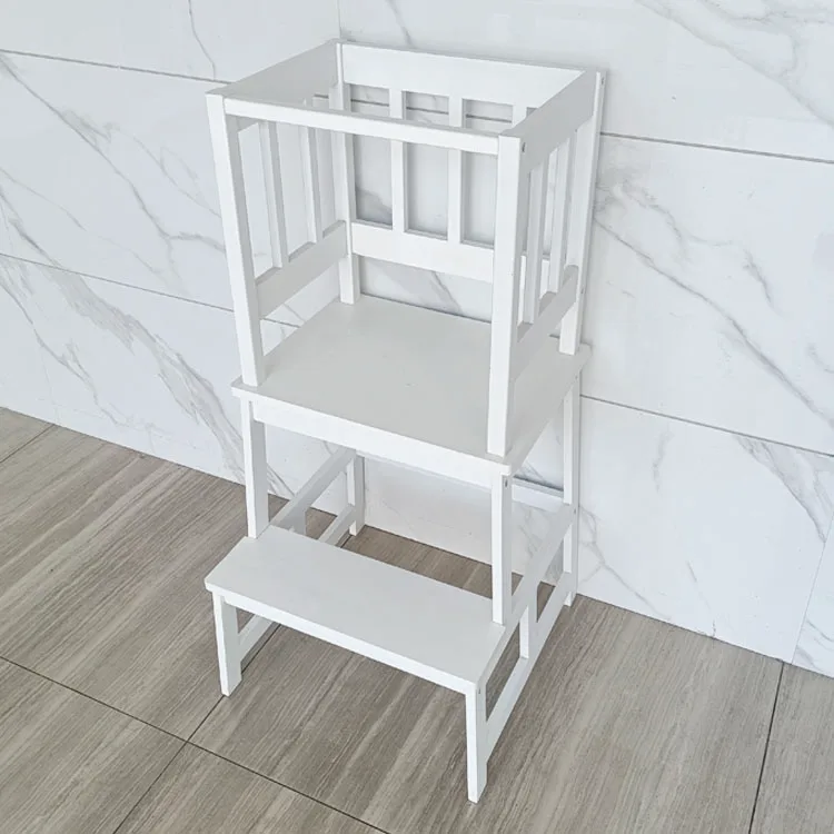 Factory Wholesale Custom Bamboo Folding Step Stool Ladder Chair Toddler Tower Durable Wood Learning Tower For Children