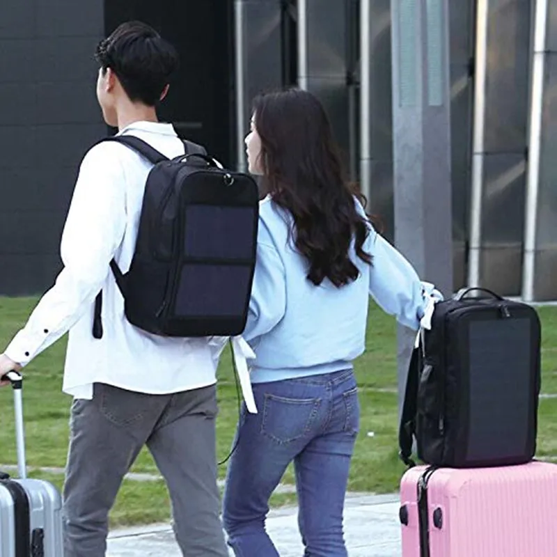 14W Solar Backpack Solar Panel Powered Backpack Water Resistant Laptop Bag with USB Charging Port Solar Charger for Travel