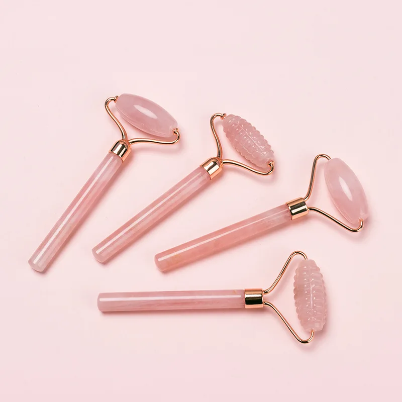 Natural Quartz Crystal Single Head Roller Rose Quartz Massage Facial Roller