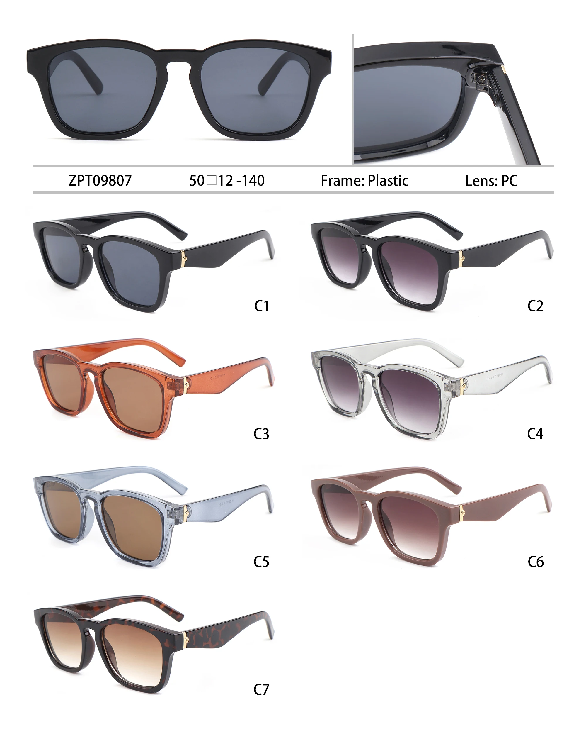 Best Price Unisex Plastic UV400 Square PC Metal Rectangle Decoration Sunglasses 2024