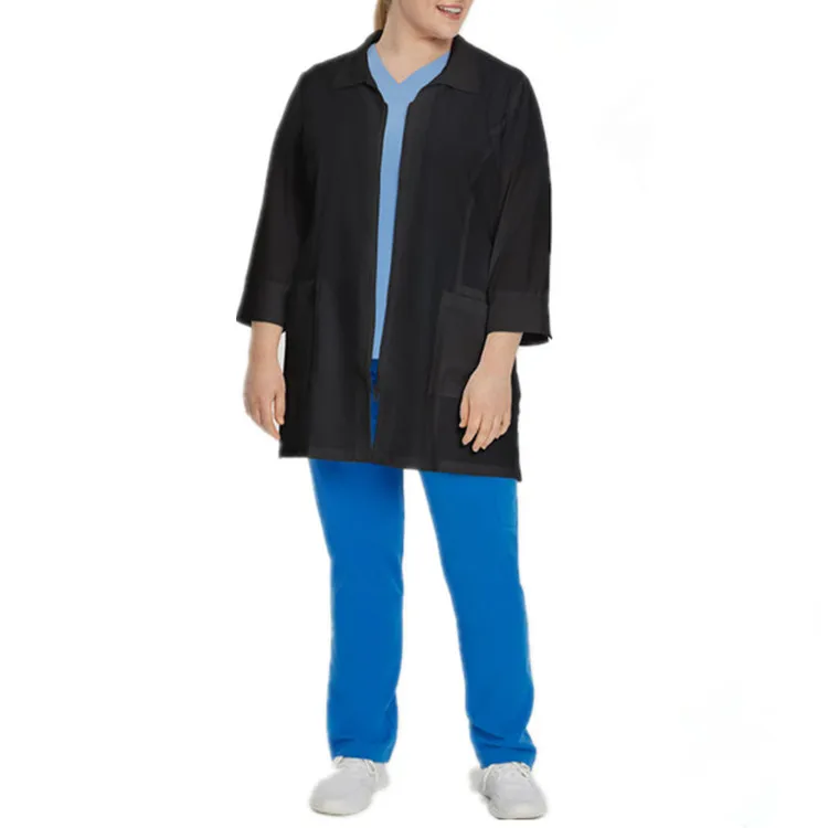 Black Soft Scrub Jacket Unisex Custom Made Scrubs With Button Scrub Jacket American Size
