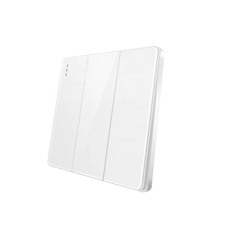 Sirode T1 Series UK Standard Modern White Luxury Acrylic Glass Plate 3 Gang 1 Way Electric Wall Switches And Sockets For Home