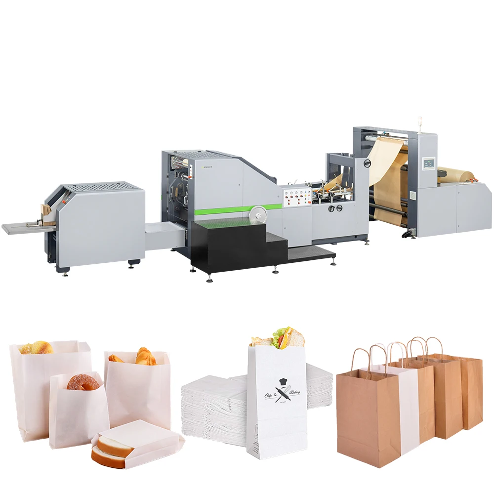 ROKIN BRAND Fully Automatic Twisted Handle Square Bottom Kraft Paper Bag Making Machine