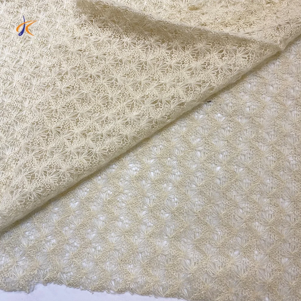 
wholesale hole hollow out multicolor cheese cloth polyester gold wire for woolen sweater Dress fabric 