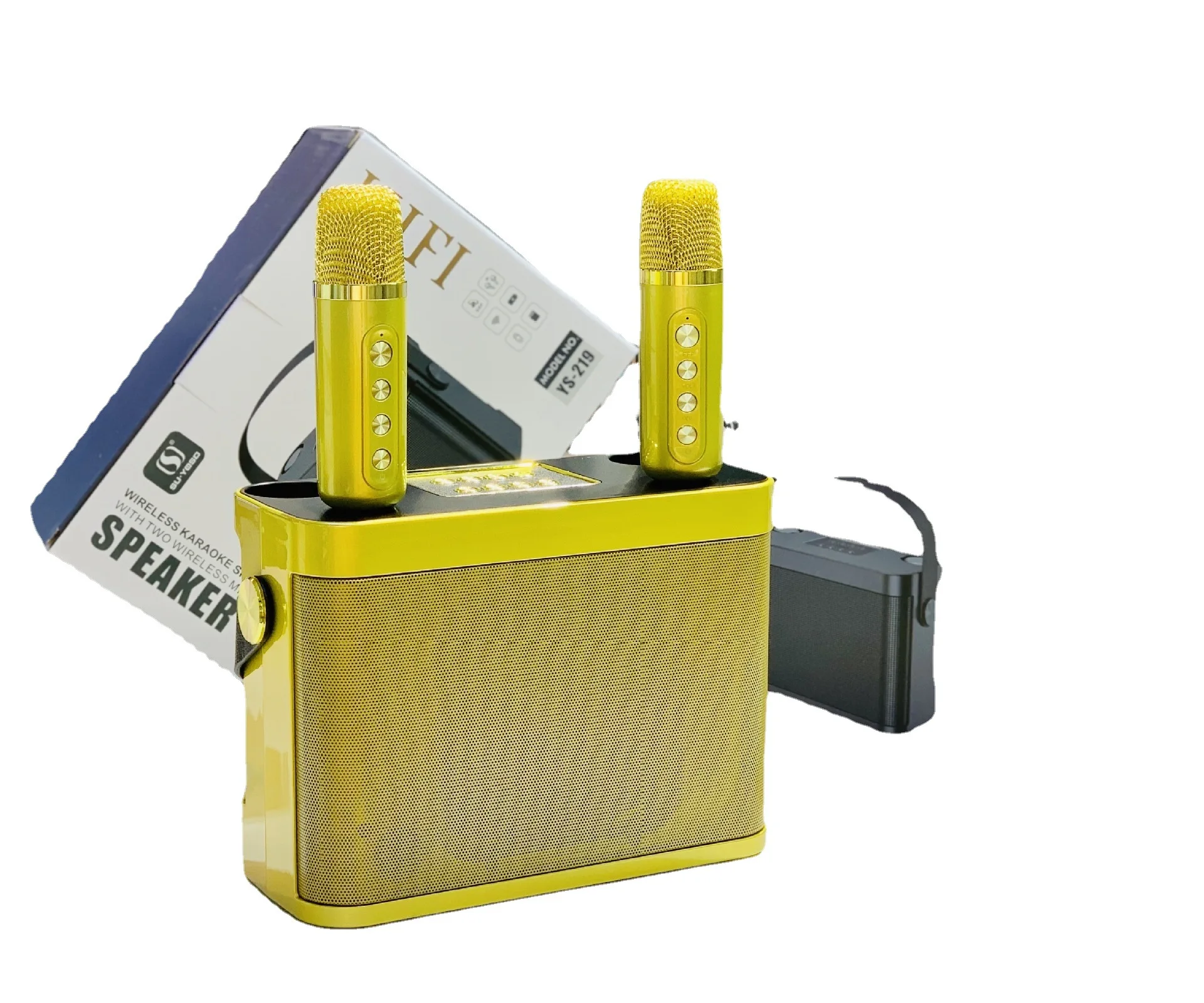 New TF Card Portable Wireless Home KTV Audio Set Blue tooth Speaker System With 2 Microphones Outdoor Karaoke Machine Subwoofer