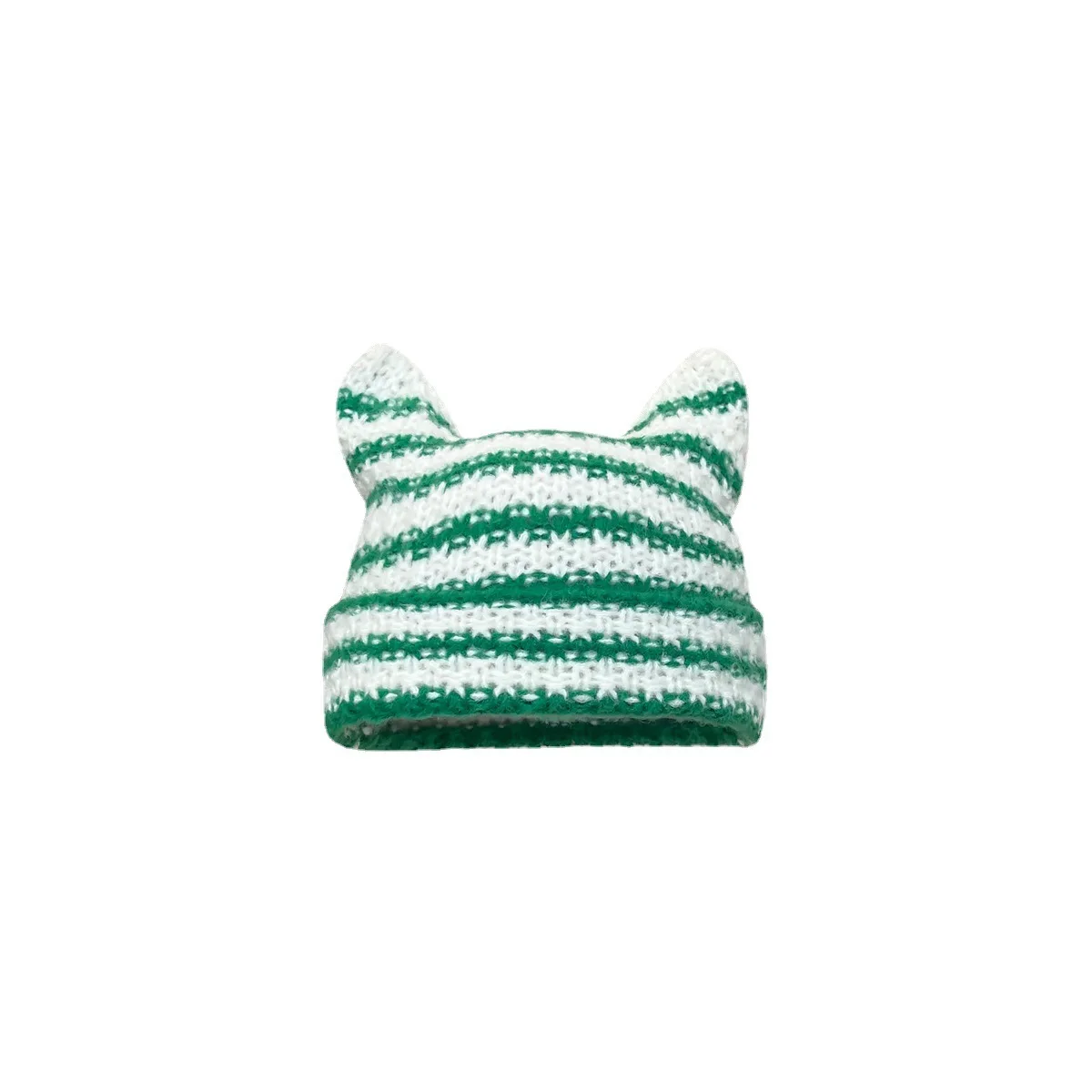 stripe winter hat women girls knit beanie colorful cuffed chunky warm devil ear horns hats knitted hat