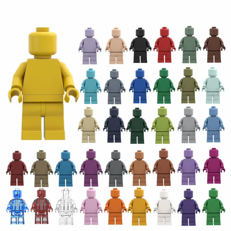 Classic Blank Unprinted Pure Color Plain Figure MOC Mini figures Building Blocks Bricks Mini Action Figures
