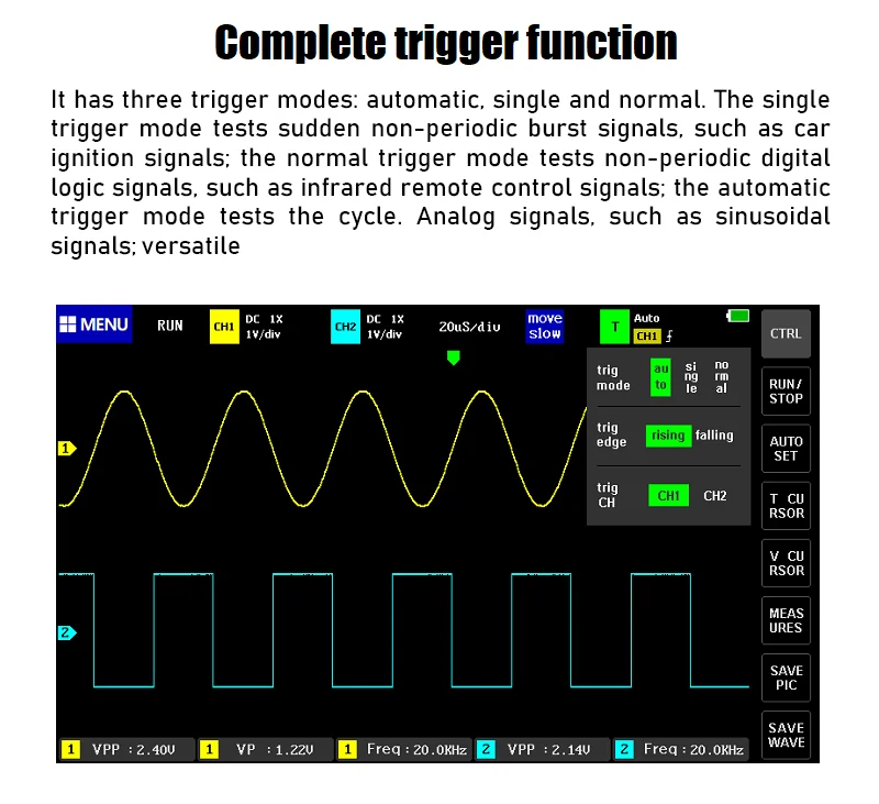 1013D dual-channel digital touch flat-panel oscilloscope 100M bandwidth 1GS sampling rate
