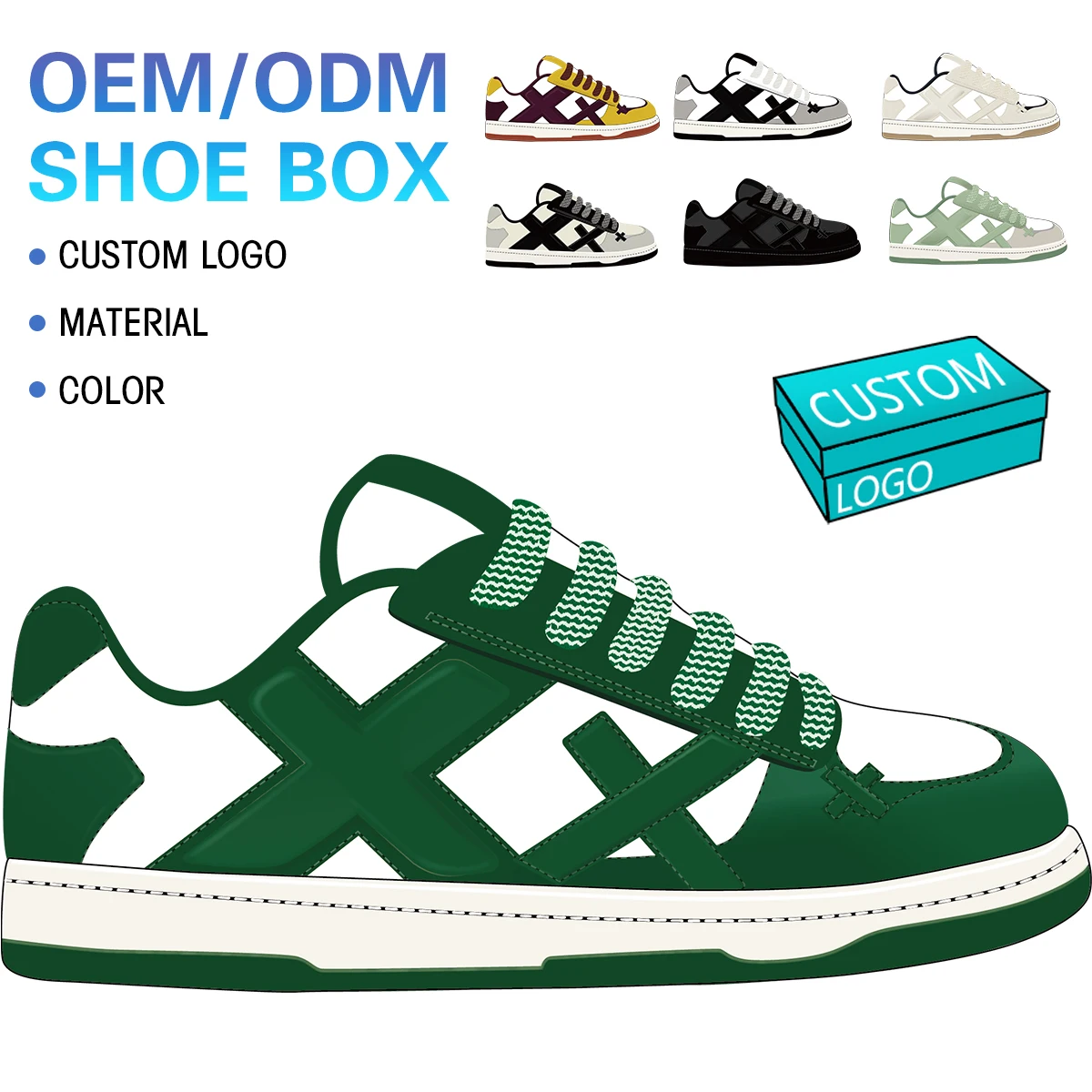 Oem Odm Manufacturers Original Customized Logo Genuine Leather Thick Foam Skateboarding Shoes Casual Men Custom Shoes