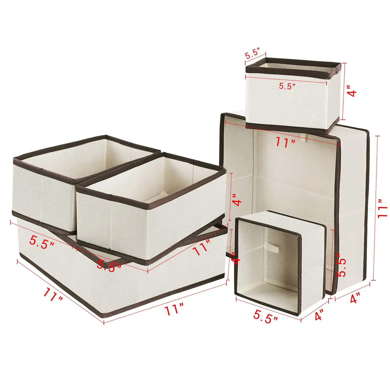 High Quality Products Foldable Storage Draw Organizers Closet Dresser Organizer 6 Piece Set Non-woven Storage Box