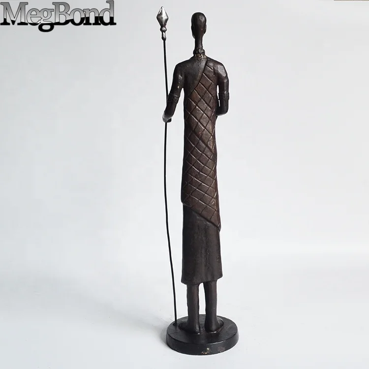 Casting iron metal Primitive African Soldier handicraft figurine for ornaments, Abstract cast iron  Sculpture