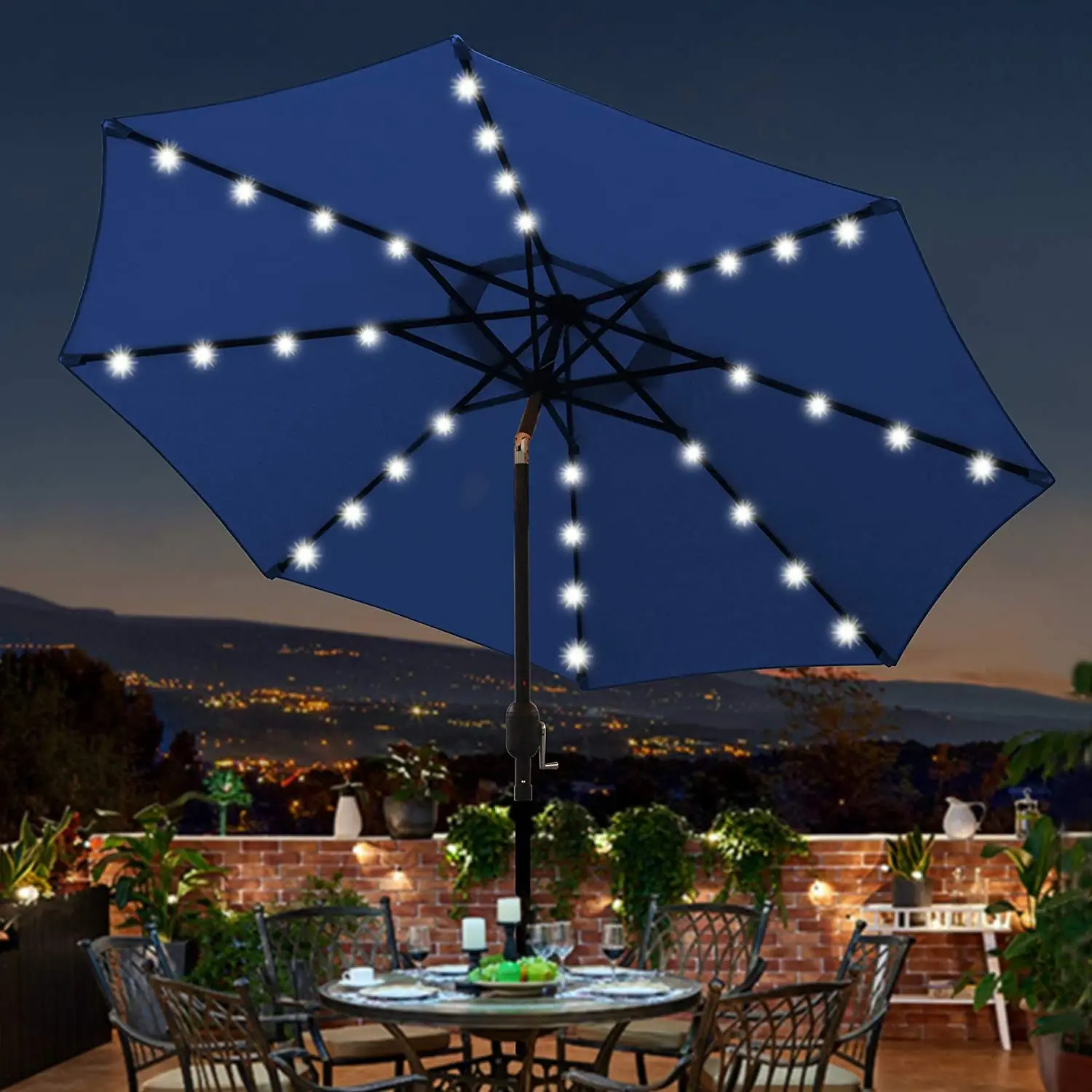 Hot Sale Outdoor Garden Patio Cafe Solar Beach Umbrella Outdoor Solar Umbrella