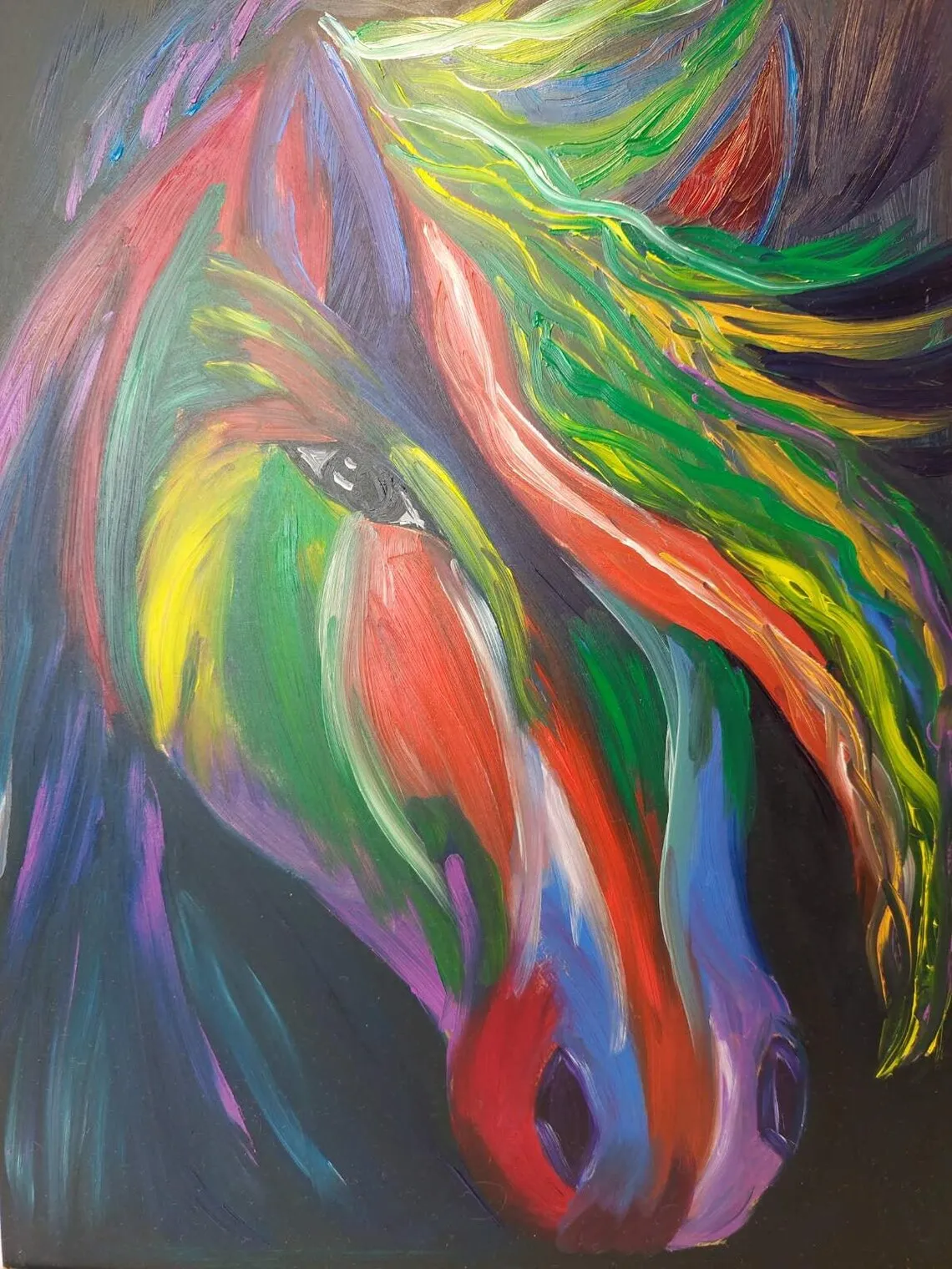 Abstract Portrait Oil Painting Modern Pretty Horses Scene,Office Wall Decoration on Canvas