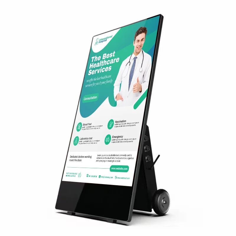 43inch Outdoor LCD Kiosk Poster Panel Outdoor Battery Powered 4k Portable Lcd Display Digital Signage