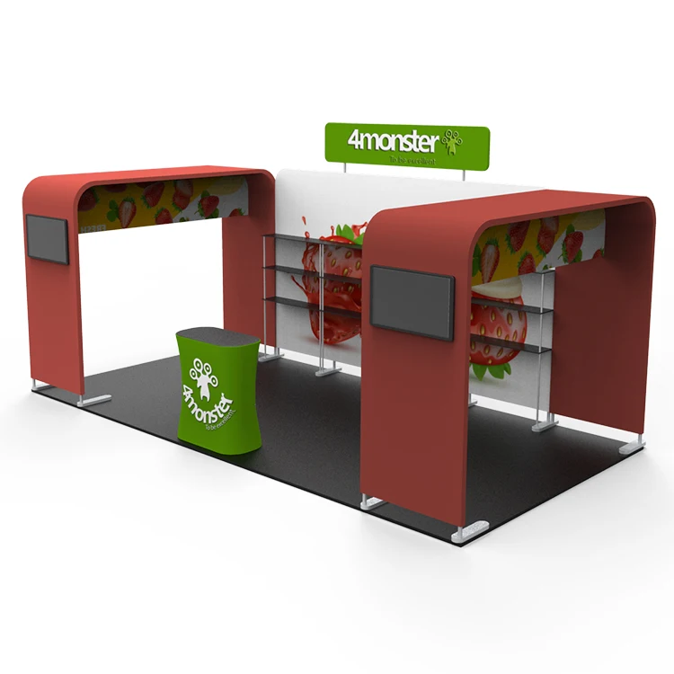 High Quality Portable Trade Fair Booth for Advertising Exhibition Booth with Tension Fabric & Shelves
