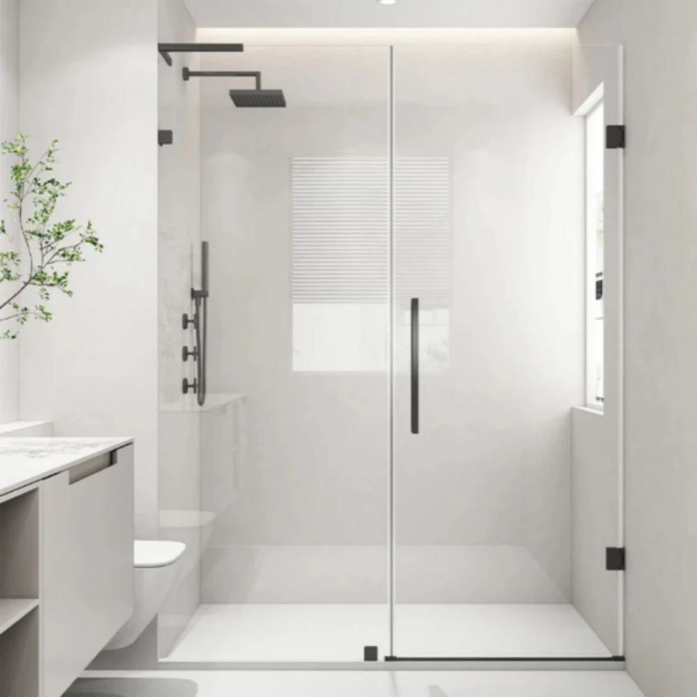 Oem Customized Stainless Frame Walk In Safety Tempered Glass Freestanding Bathroom Shower Enclosure Set Sliding Door