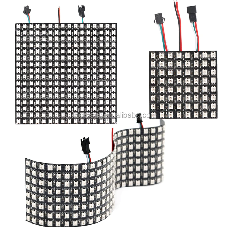 black pcb 8x32 pixel pitch 10mm, RGB ws2812 flexible led dot matrix
