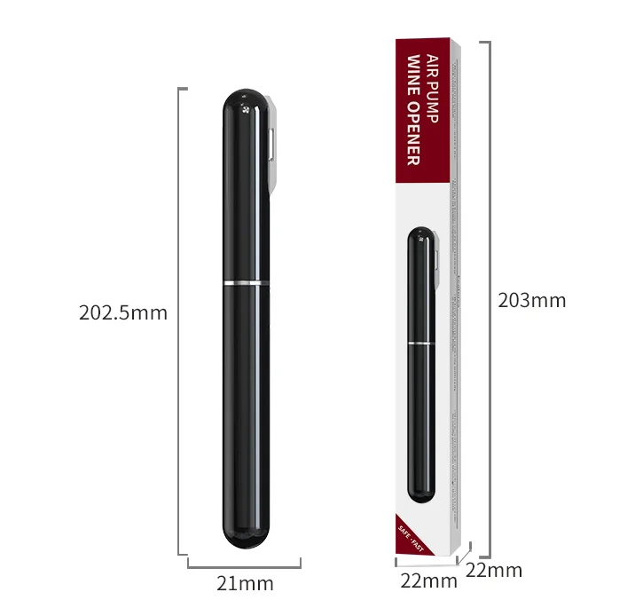 Manufacture Pen-shaped Air Pressure Corkscrew Fashion Wine Pin Type Pen-shaped New Design Custom Logo Air Pressure Corkscrew