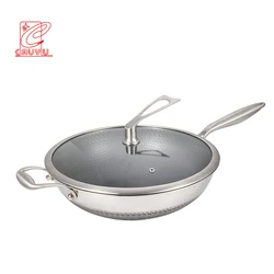 31cm/35cm/33cm Honeycomb Non-stick Nonstick Large Wok Stainless Steel 316 Grill Frying Pan Cookware Wok