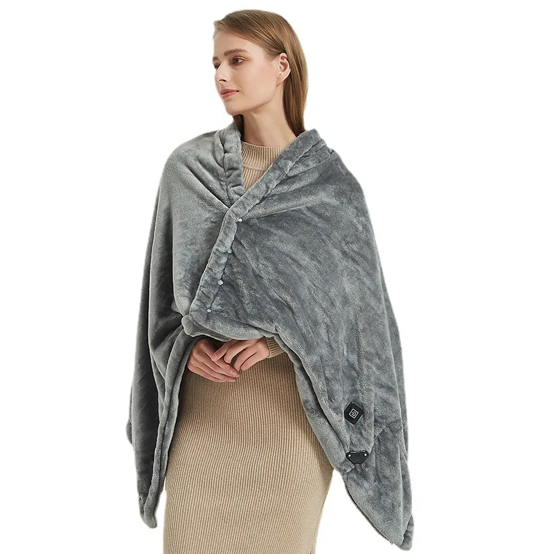 Temperature adjustable 140*80cm washable home office car winter warm heated blanket USB cape blanket electric heating shawl