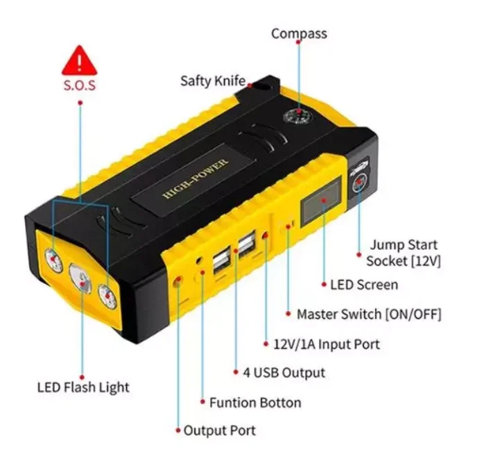  Новинка 2020 г. многофункциональный тонкий портативный стартер с 4usb-портами 69800 автомобильный аккумулятор