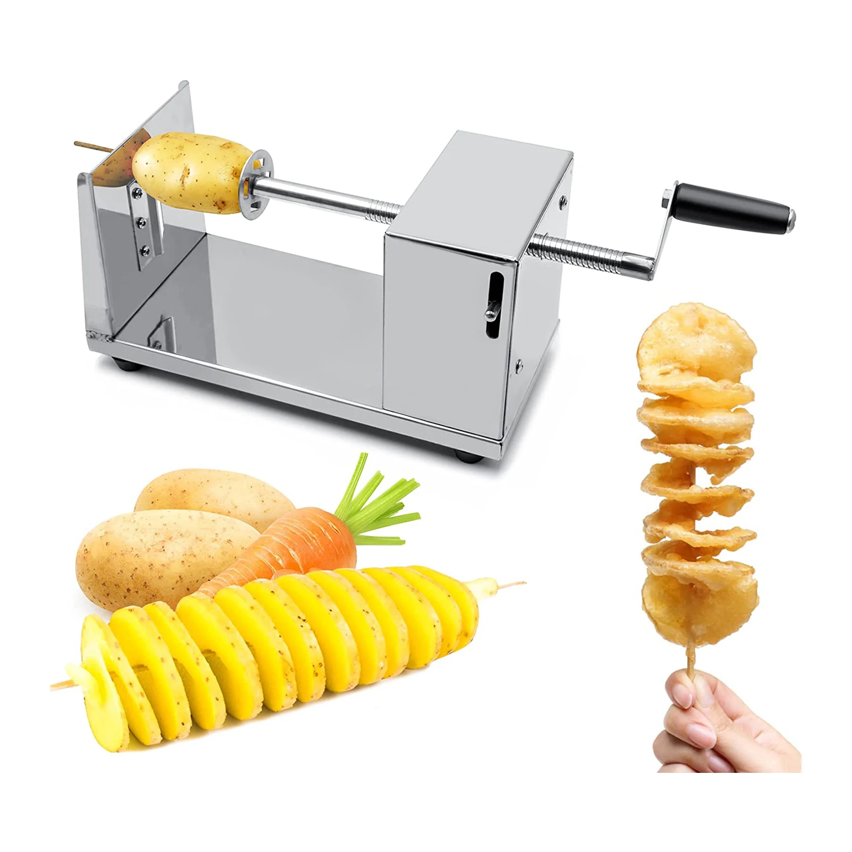 Manual Stainless Steel Twisted Potato Slicer Spiral Vegetable Cutter French Fry