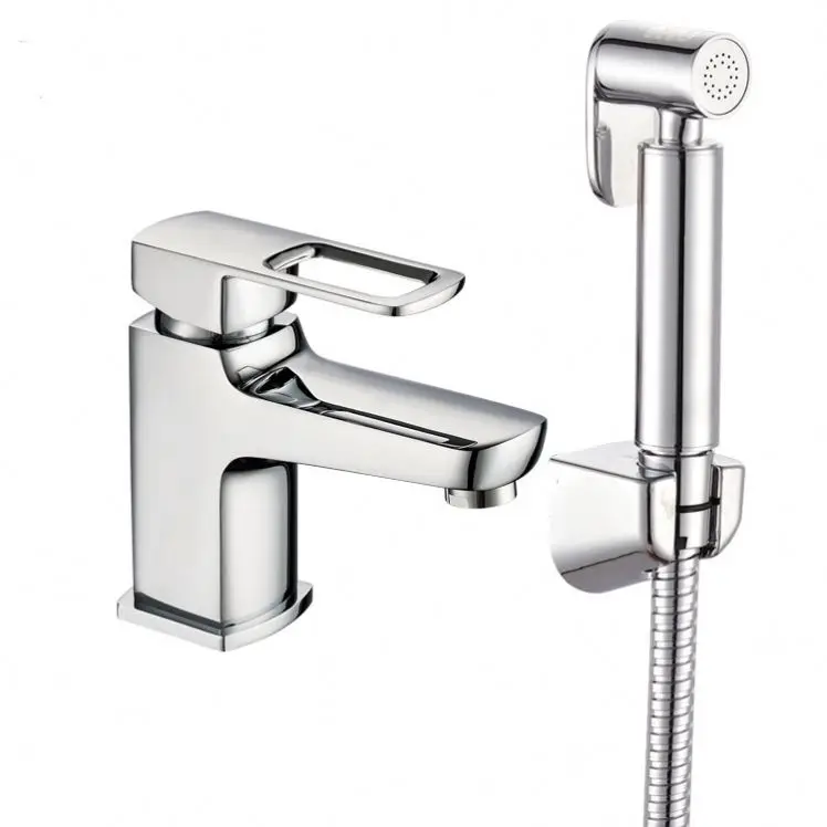 Brass Single Lever Bidet Mixer Washroom Bathroom Bidet Faucet  With Brass Shattaf 1.2M Flexible Hose and Bracket