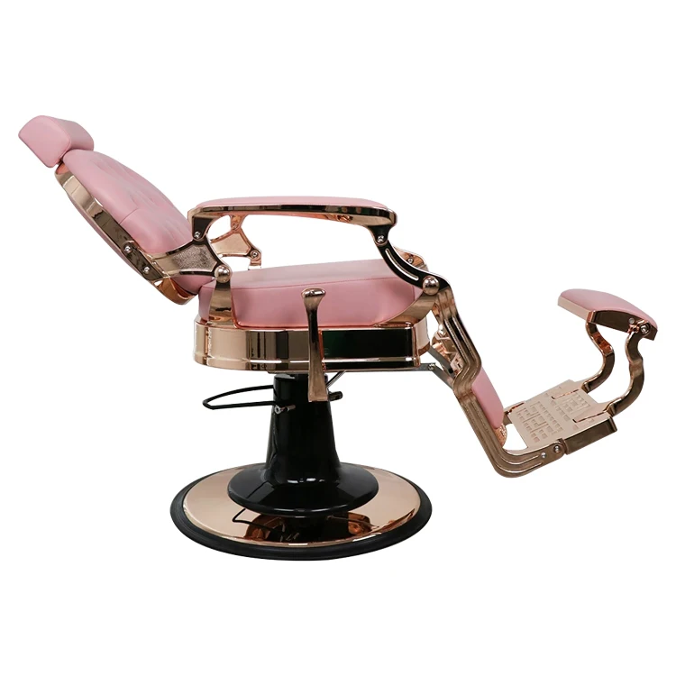 Wholesale Salon Equipment Pink Reclining Adjustable Height Barber Chair For Men