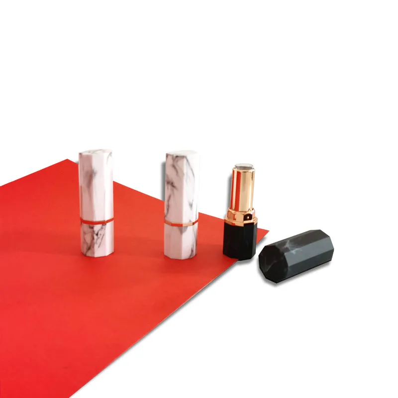 KH105 in stock Empty plastic lipstick tube Nine equal planes lipstick tube container with marble pattern inner dia 12.1mm