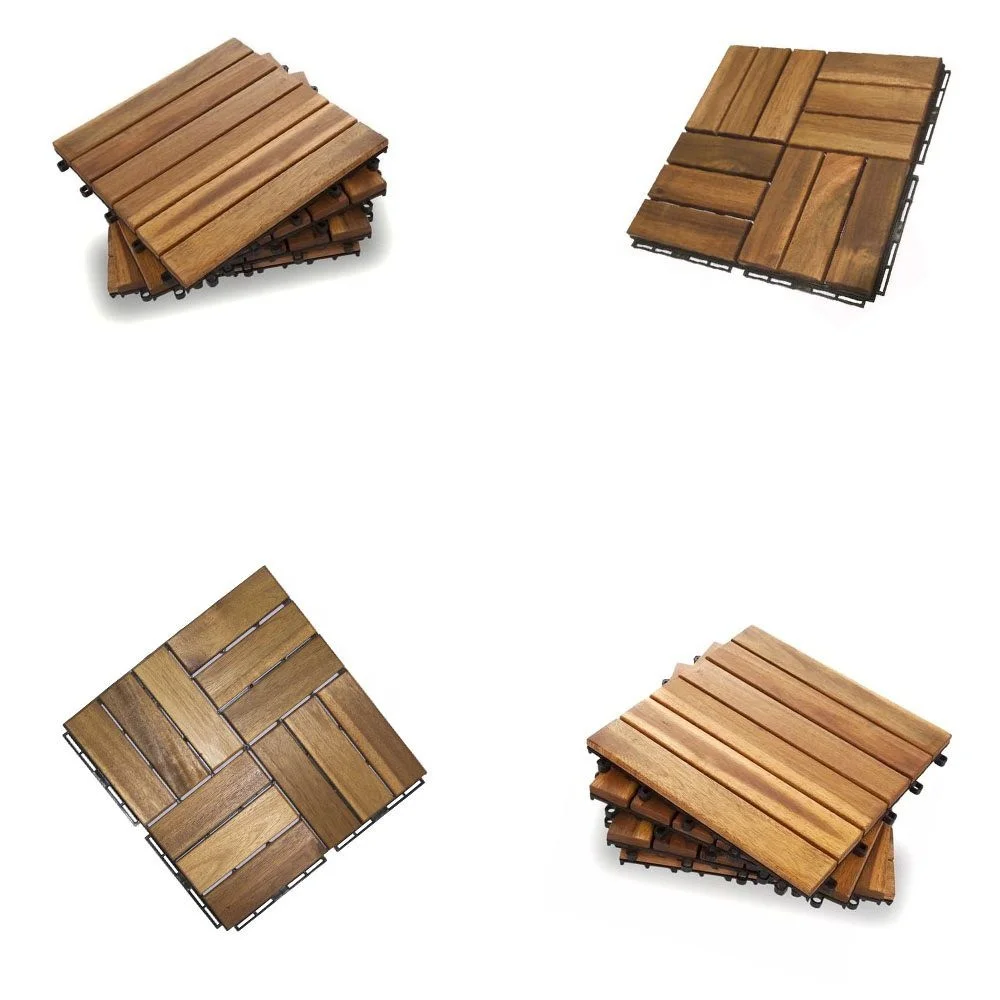 Плетеная напольная плитка из дерева акации, пластиковая композитная плетеная напольная плитка B6741