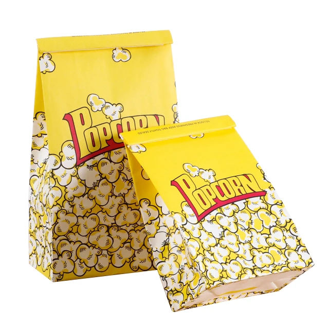 Custom wholesale microwave wax food grade ziplock sealing white kraft paper packaging popcorn bag