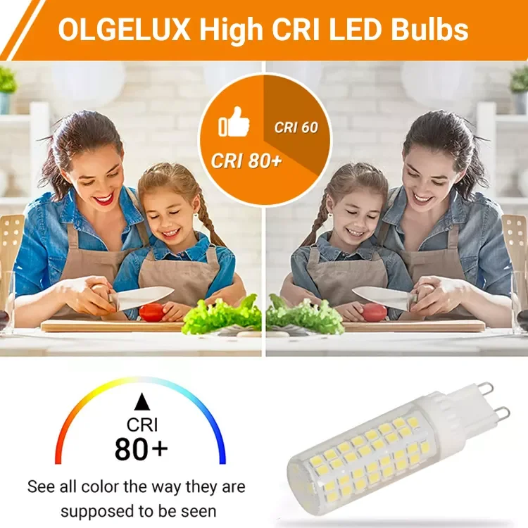 Dimmable G9 LED Mini Bulb AC120V 7W Ceramic Light Bulb Flicker-Free G9 Light