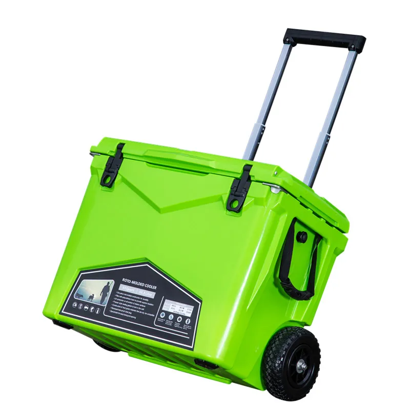 
60qt Towable fish bin big waterproof ce box storage hard plastic high quality roto mold cooler box 