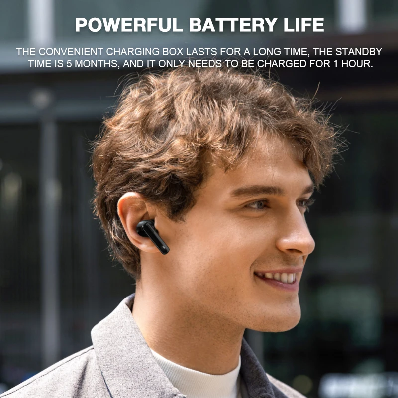 COOYEE Patent W4 Bluetooth Earphone Small and Round Charging Case Leisure Sports Headphones, 8MM Composite Membrane Bass