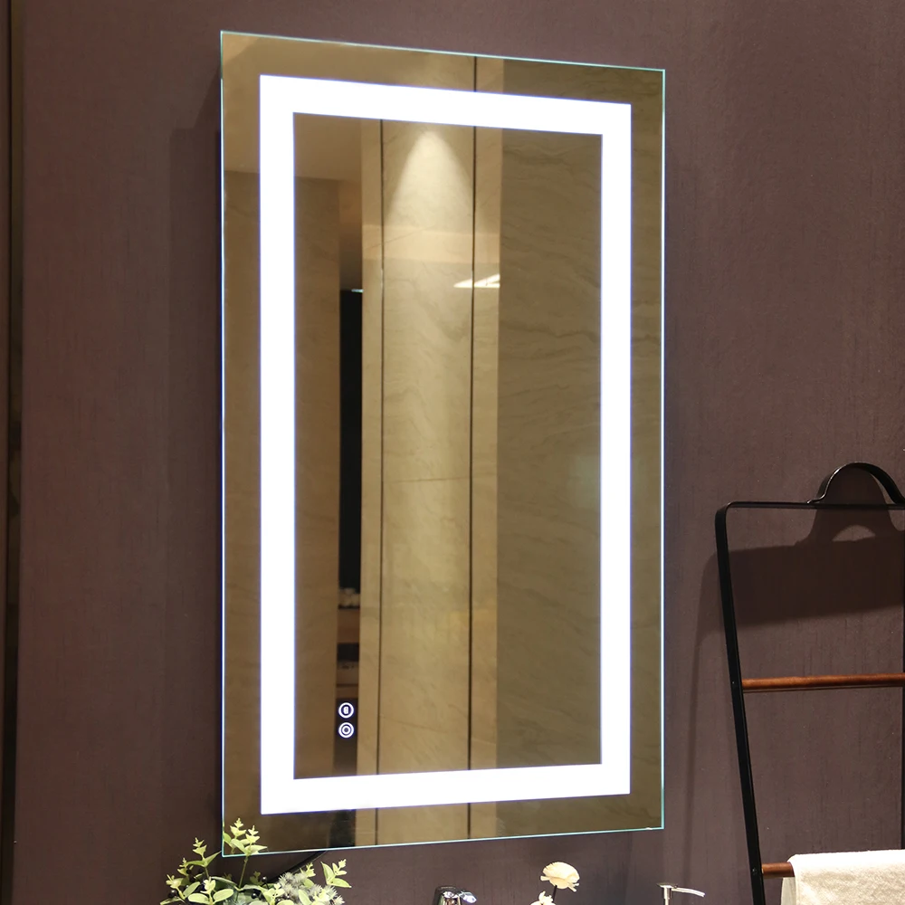 Medicine cabinet led vanity electric digital designer custom circle beauty salon anti fog bathroom barber wooden mirror