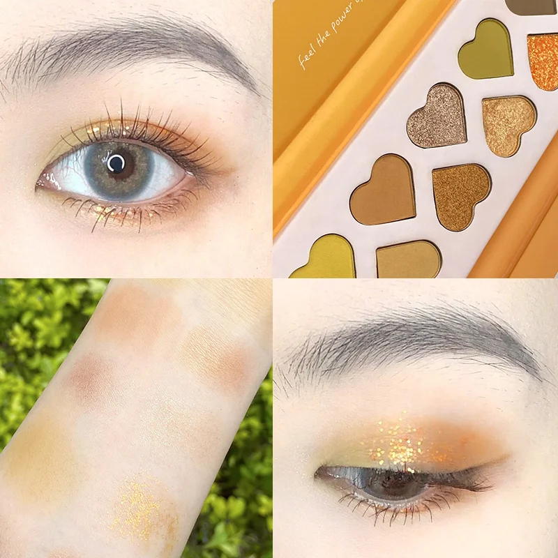 10 Color Heart Shape Eye Shadow Glitter Pearl Waterproof Cheap Set makeup eyeshadow palette