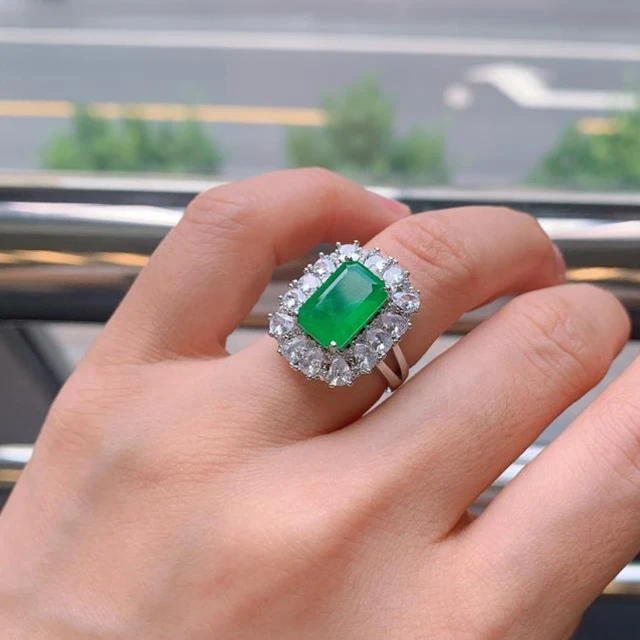 Factory Directly Wholesale Price Copper Alloy Emerald Rings Jewelry Women