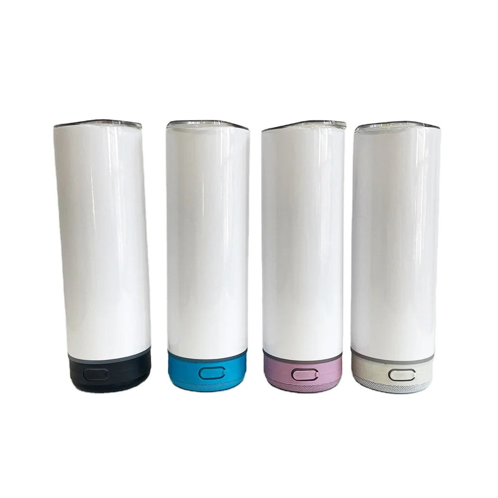 20oz Blank Sublimation Stainless Steel Music Outdoor Sports Water Bottle Wireless Water Mug Tumbler with Bluetooth Speaker