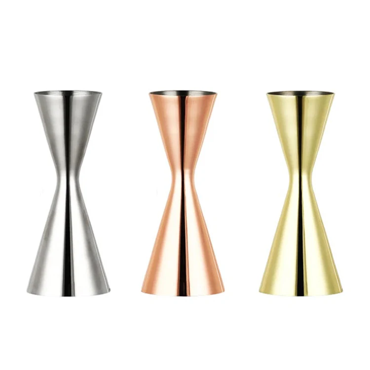 Сделанный на заказ японский розовый Золотой из нержавеющей стали измерительный винный крючок коктейльный двойной конический тонкий барный