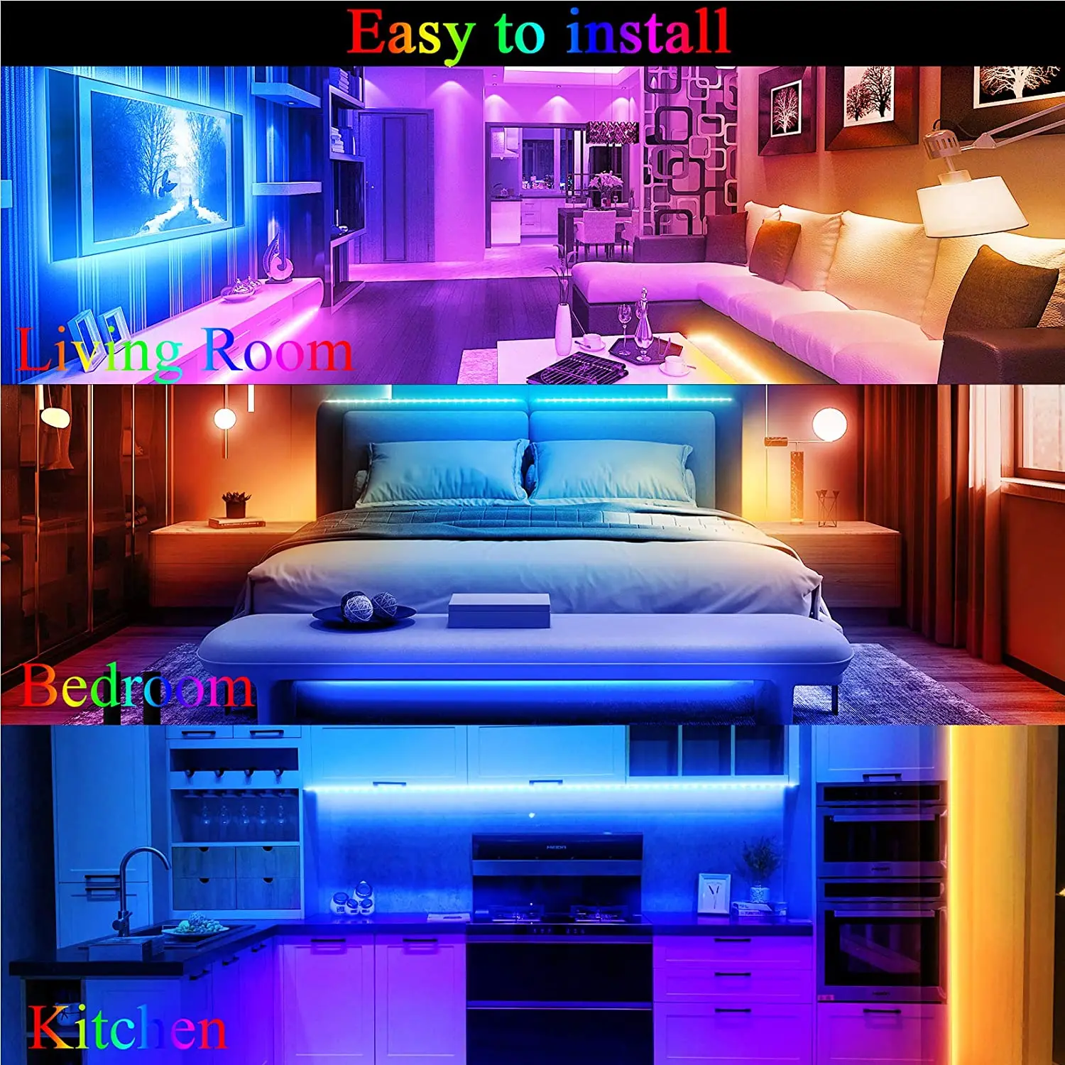 Top quality for bedroom home indoor tv backlight with remote 2835 led strip light 12v long led strip lights