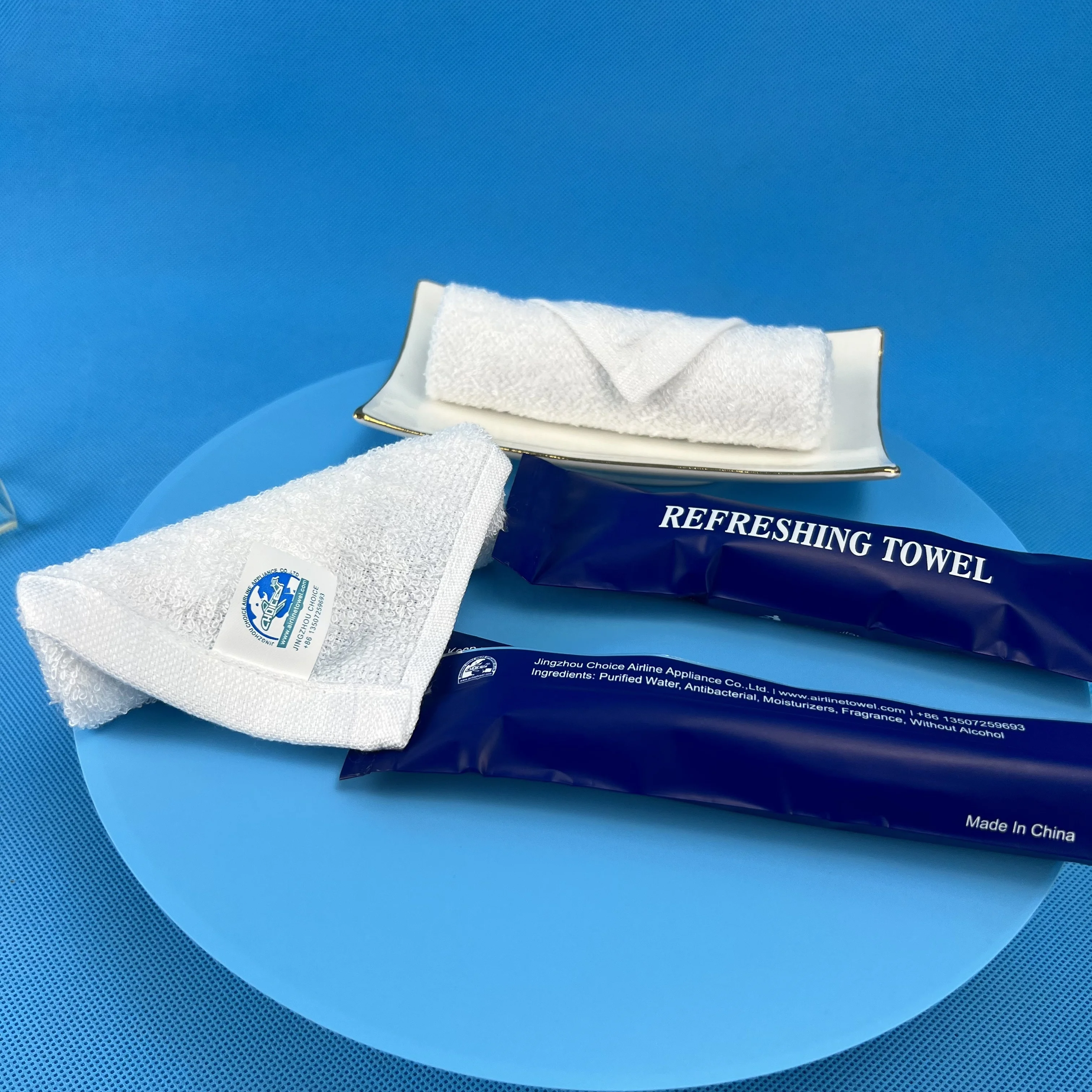 customized design and  scent individual refreshing wet airline towel